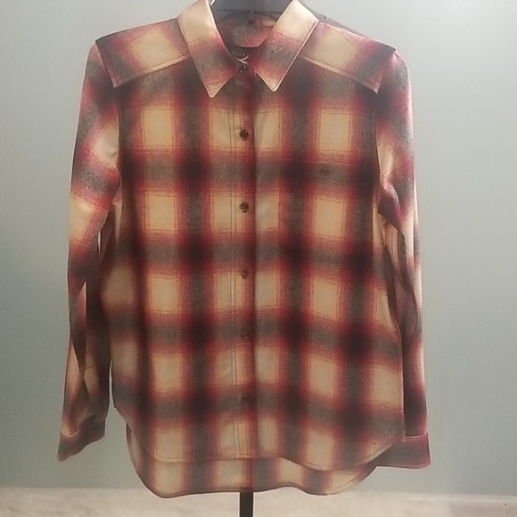 Pendleton One Pocket Wool Shirt red/yellow plaid - Picture 1 of 4